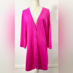 Isaac Mizrahi XL Long Pink Cardigan Sweater  Perfect for Valentines or Easter